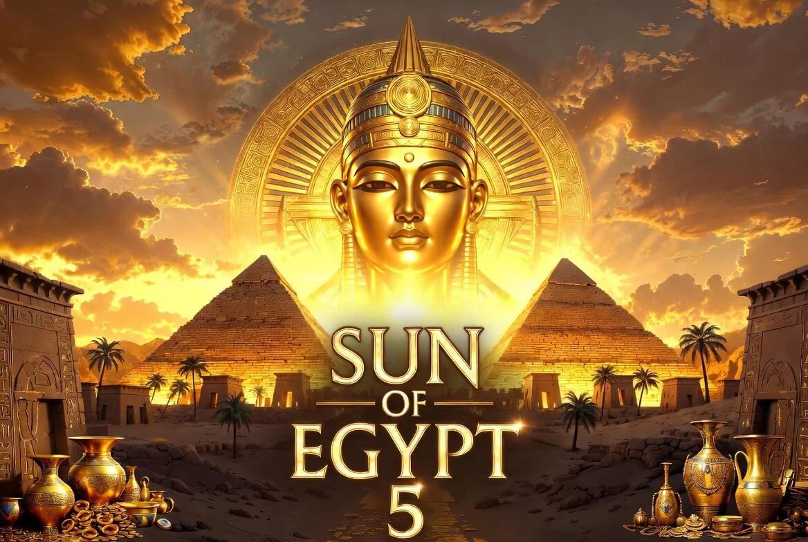 Демо Sun of Egypt 5 — экран с шестью барабанами и расширенным коллектором